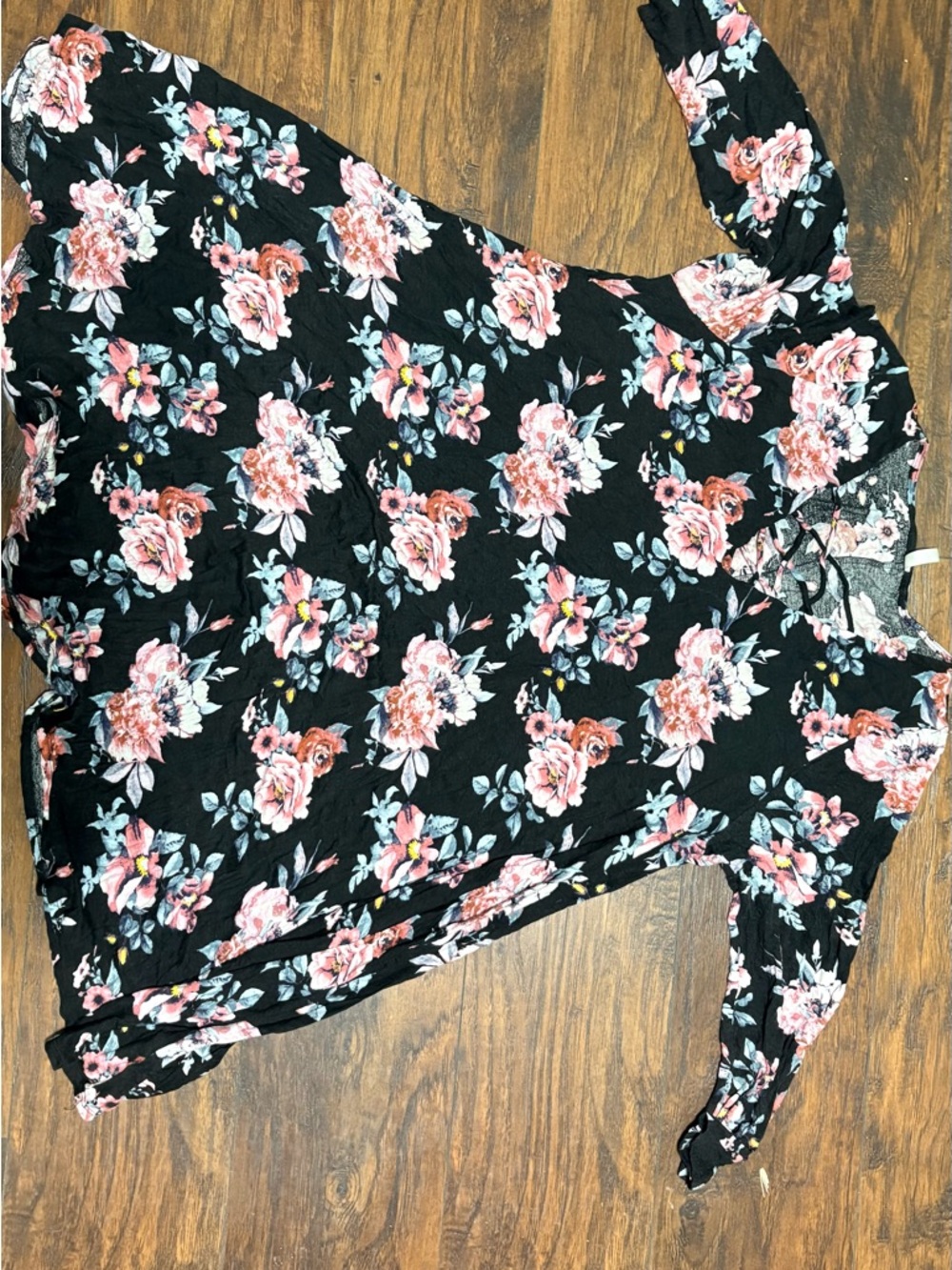 Black Floral Tie-Front Women’s dress